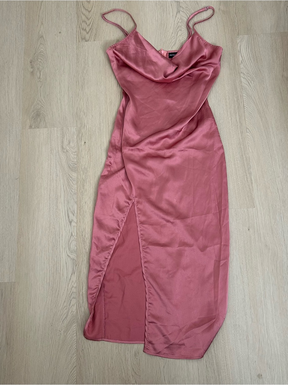 PrettyLittleThing Satin Cowl Midi Dress in Rose